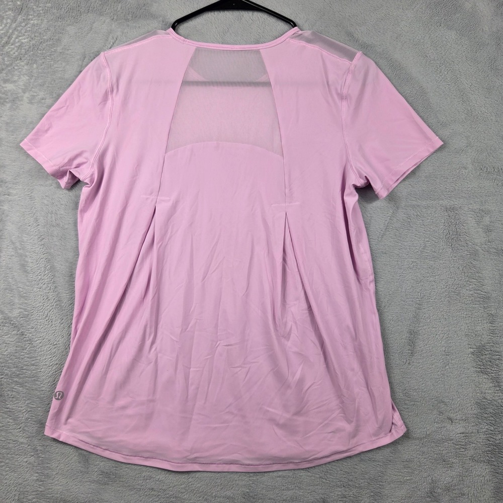 Lululemon Sculpt Short Sleeve Women M&S Pink Excellent Mesh Back Pleated Tee - Picture 3 of 6